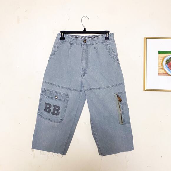 Bugle Boy Vintage Gray Cargo Capri Shorts Mens 27 Grunge Streetwear Y2K Skater - Picture 1 of 12